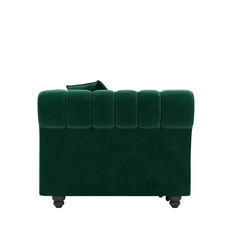 Canapé-lit convertible 3-en-1 Whisen en velours, format king size, avec pouf mobile, design capitonné
