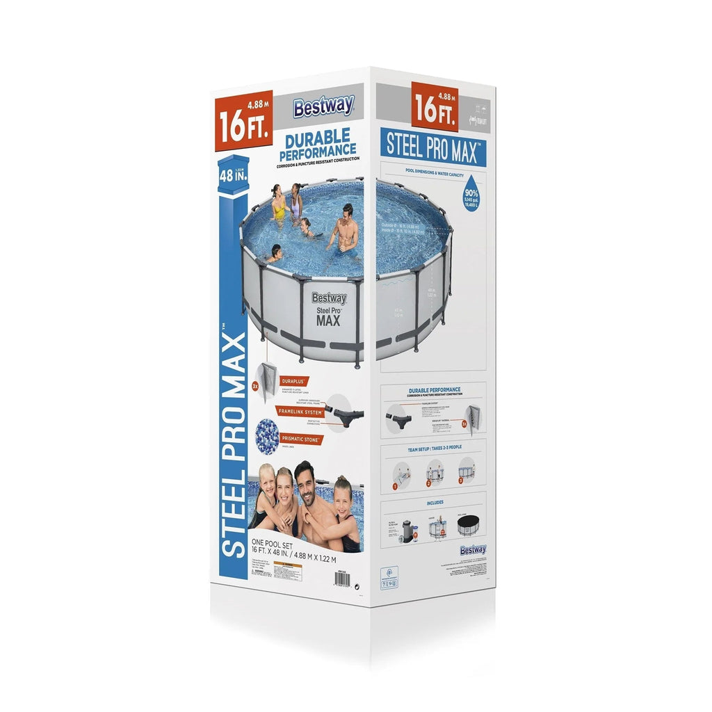 Rond bovengronds zwembad Bestway Steel Pro MAX met pomp en afdekzeil
