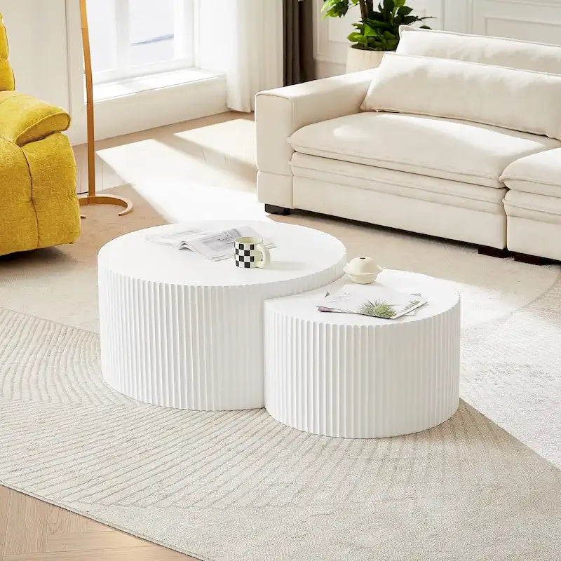 Set di tavolini rotondi da salotto impilabili, stile glam moderno (set da 2), non assemblato