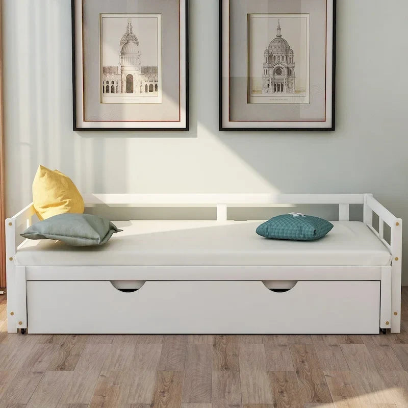 Divano letto allungabile con letto estraibile, divano letto in legno con letto estraibile