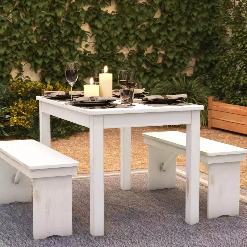 Tavolo da pranzo rettangolare in pino massello stile farmhouse Flash Furniture, 46 x 30