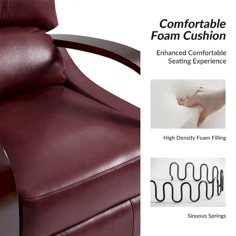 Alex handmatige relaxfauteuil van echt sigarenkleurig leer in mid-century moderne stijl, met gebogen houten armleuningen