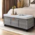 Banc de rangement en osier avec coussin pour chambre, salon ou véranda - 18.5 H X 43.3 W X 18.5 P