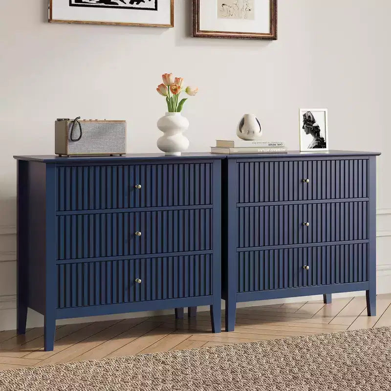 Commode Heynemo à 3 tiroirs, table de chevet en bois peint de 30 pouces de hauteur avec rangement, large commode moderne avec coulisses à billes