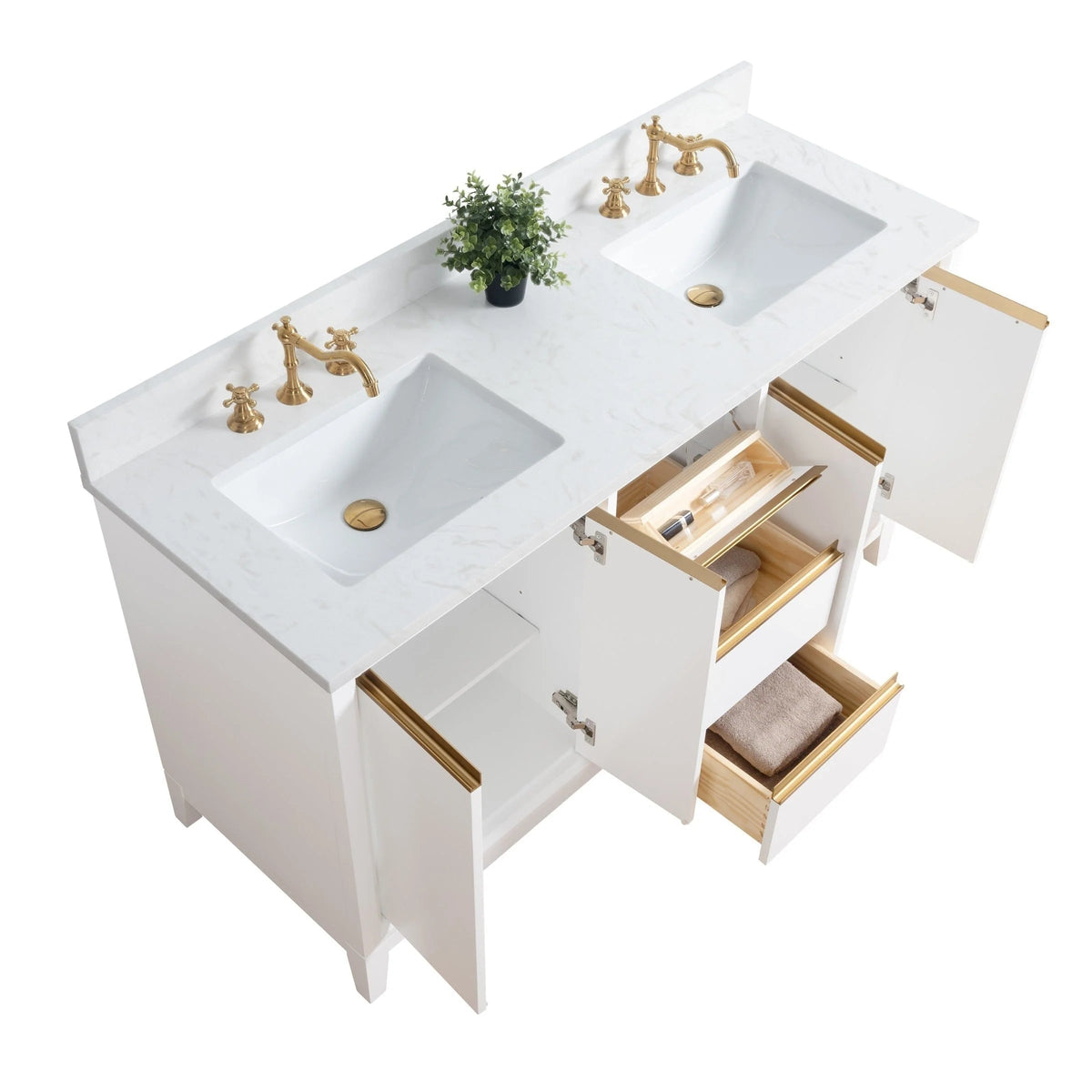 Meuble-lavabo de salle de bain Vanity Art avec lavabo en céramique et comptoir en marbre reconstitué