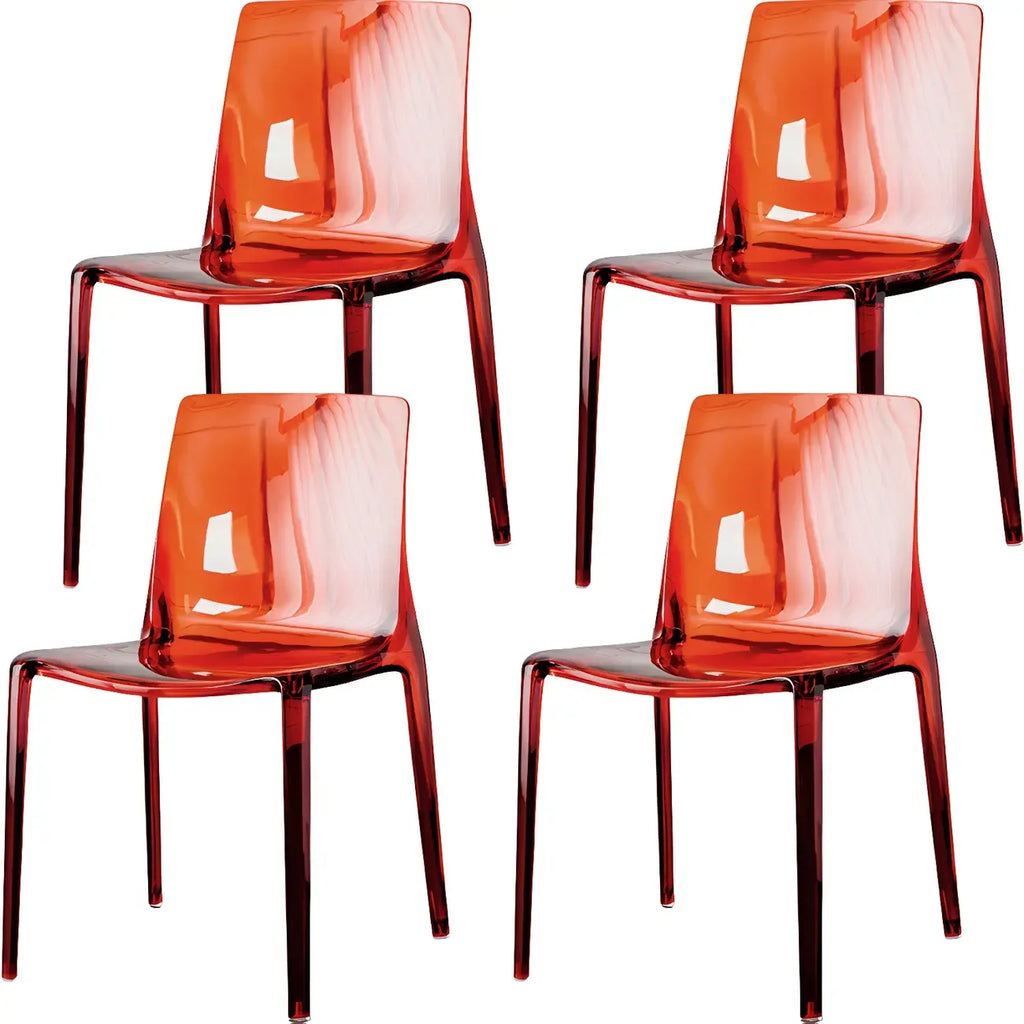 Chaise de salle à manger ambre en acrylique, sans accoudoirs et à dossier bas