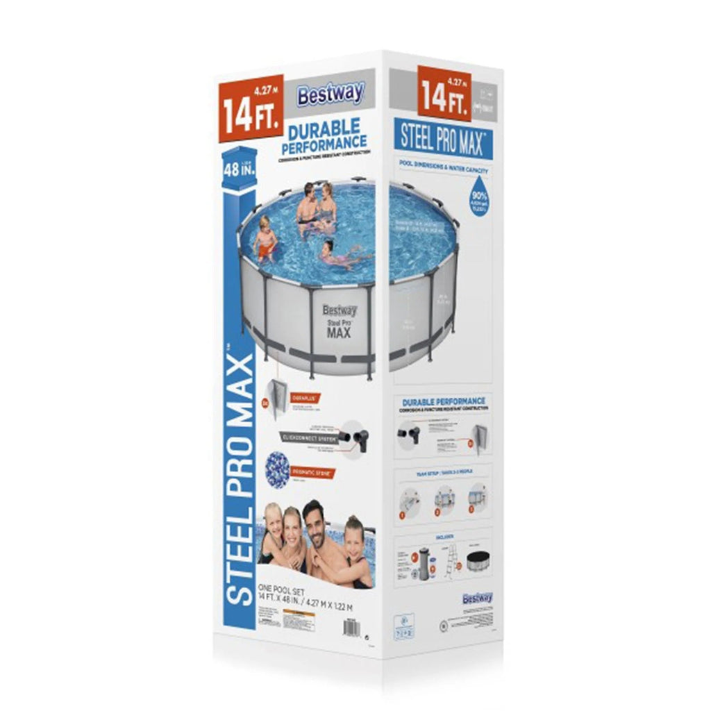 Rond bovengronds zwembad Bestway Steel Pro MAX met pomp en afdekzeil