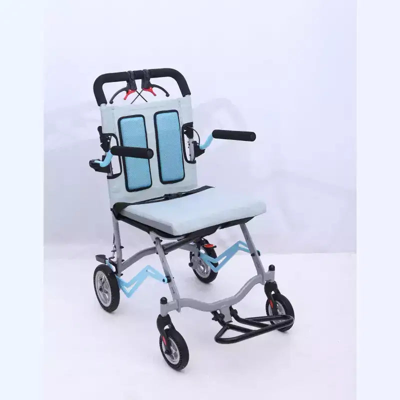 Fauteuil roulant de transport ultra léger pour personnes âgées, pliable et portable, avec frein à main verrouillable et accoudoirs rabattables amovibles