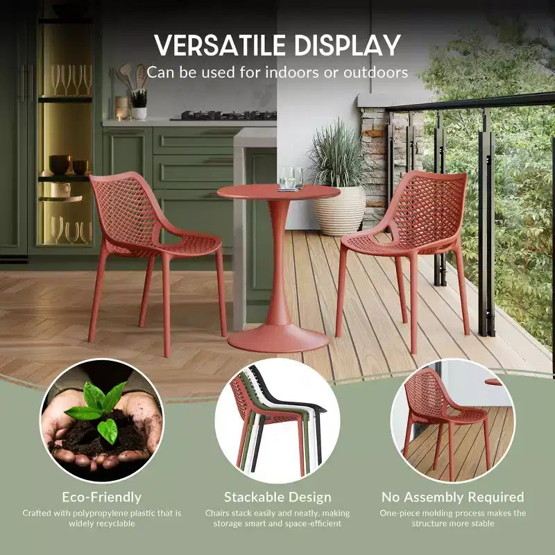 Ensemble de patio WestinTrends Playa de 5 pièces avec table carrée de repas d’extérieur et chaises empilables