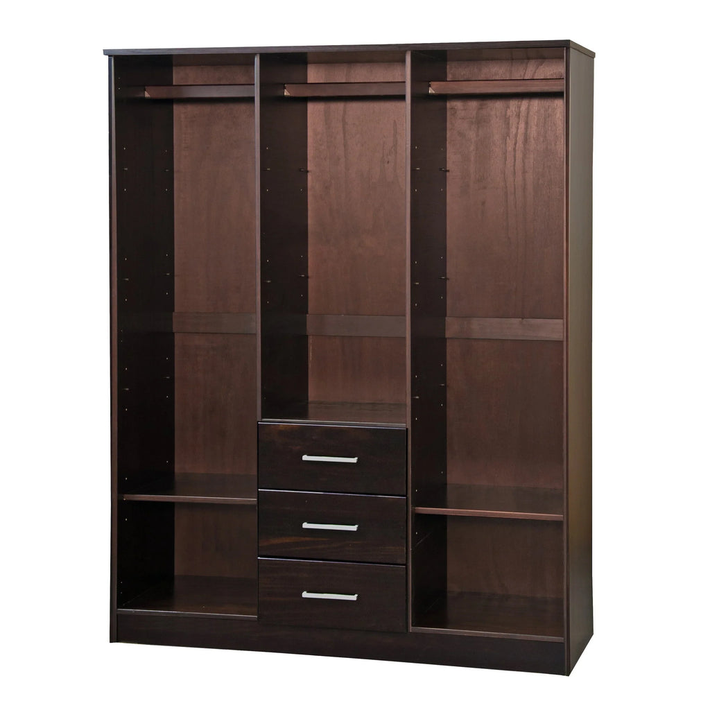 Palace Imports Cosmo Kleiderschrank mit 3 Türen aus 100 % Massivholz und Türen aus Massivholz oder mit Spiegel