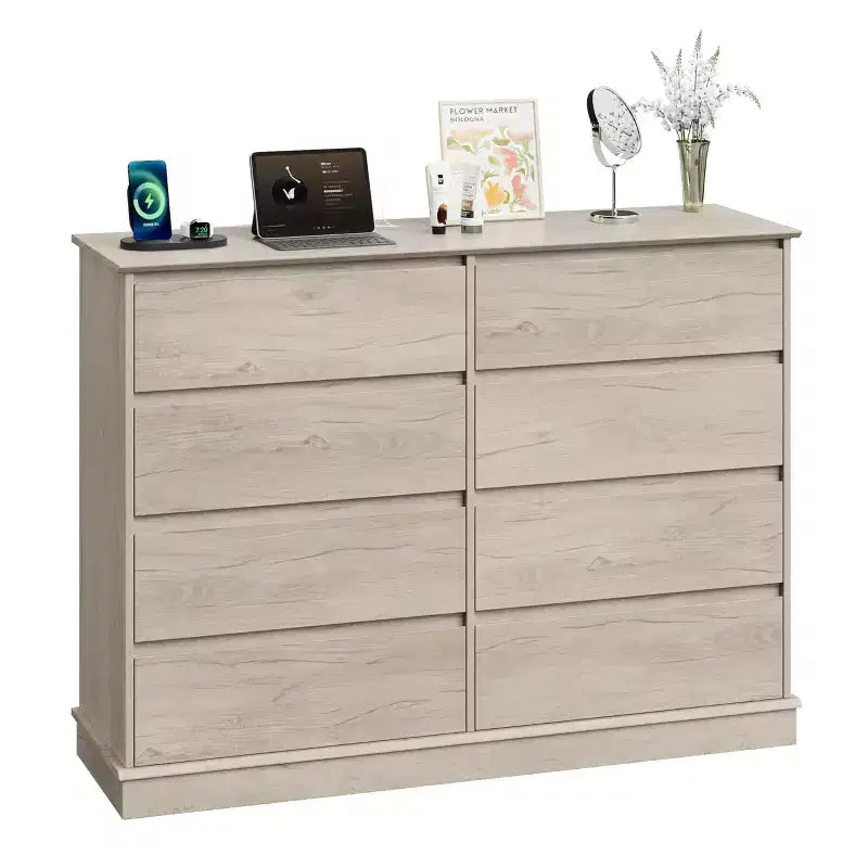 Commode moderne pour chambre avec 8 tiroirs, meuble de rangement en bois pour placard, large commode