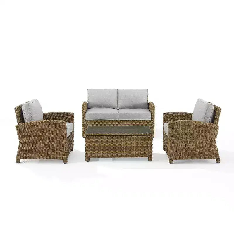 Set da esterno Bradenton in vimini, 4 pezzi - Crosley