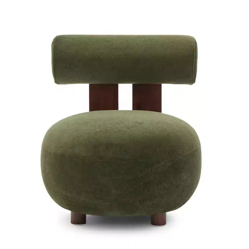 Fauteuil d'appoint sculptural moderne Christopher Knight Home Chariya en hévéa, revêtement en velours et dossier cylindrique