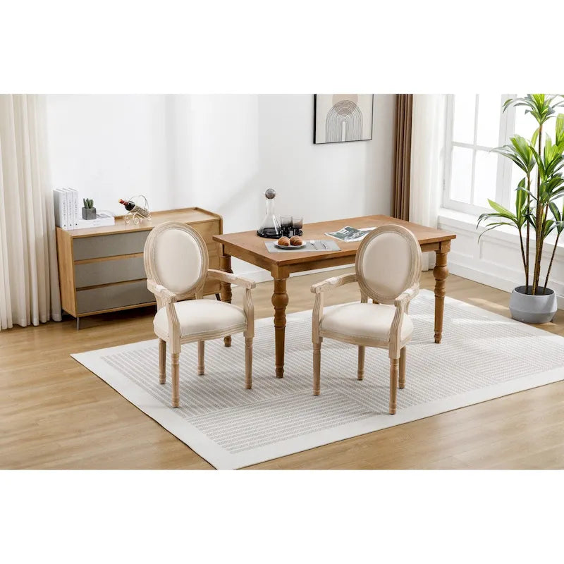 Gepolsterte Esszimmer-Armlehnstühle aus Stoff, 2er-Set