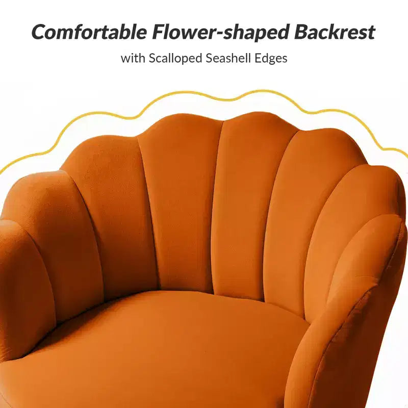 Fauteuil tonneau confortable avec pieds en métal doré, fauteuil d’appoint pour le salon