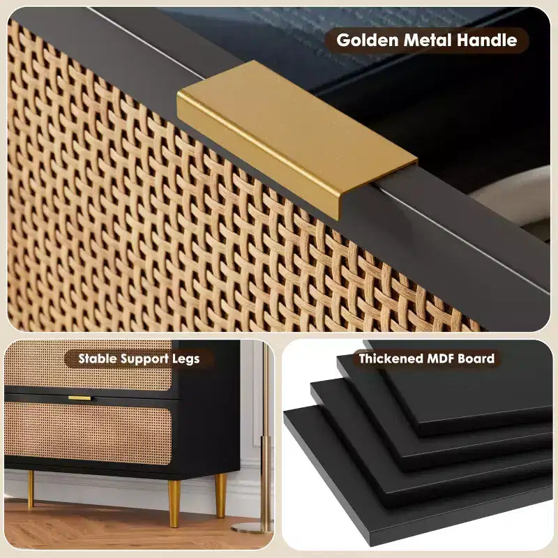 Rattan-Kommode für das Schlafzimmer, geräumige Schubladenschränke für den Kleiderschrank, geeignet für Wohnzimmer, Flur und Kinderzimmer.