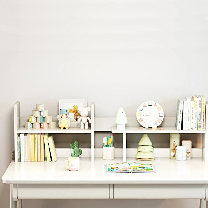 Bureau pour enfant, table en bois avec étagère à livres - N/A