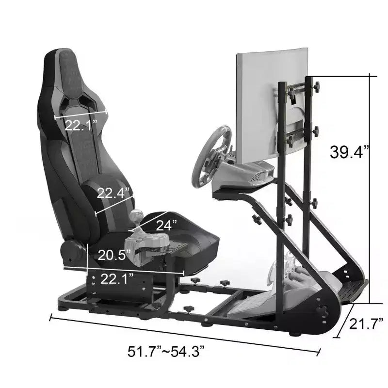 JVNOXK verstärktes, stabilisiertes Rennlenkrad-Cockpit, verstellbarer Fahrsimulator (ohne Handbremse, Pedale und Display)