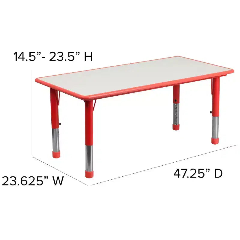 Emma und Oliver, rechteckiger höhenverstellbarer Aktivitätstisch aus Kunststoff, 23.625W x 47.25L, Set mit 6 Stühlen