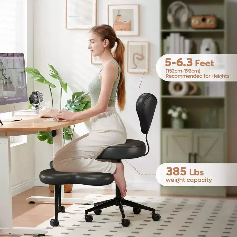 Sedia da ufficio ergonomica Pinmoco a gambe incrociate, sedia da meditazione regolabile in altezza, girevole a 360, con supporto lombare, per attività e ufficio, sedia per ADHD