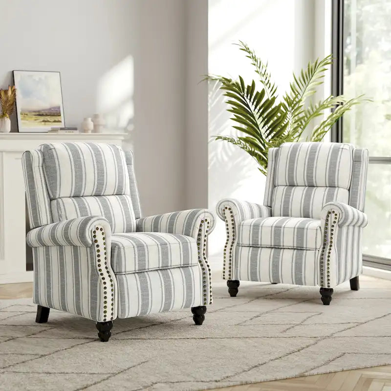 Set di 2 poltrone reclinabili con seduta imbottita e borchie decorative