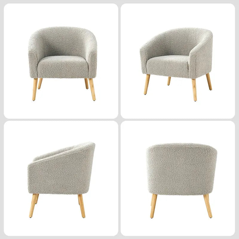 Set di 2 poltrone moderne Sheila da 30 W in bouclé con gambe in legno massello di HULALA HOME