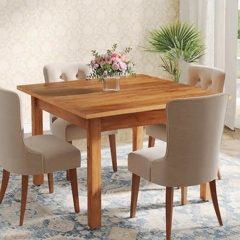 Table à manger carrée de 39.4 pouces pour 2 à 4 personnes, avec pieds en bois massif, pour le salon et la salle à manger