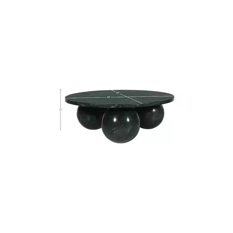 Table basse ronde en marbre avec pieds sphériques, multicolore, pour 4 personnes??
