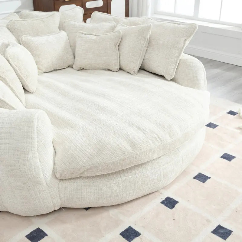 Comodo divano letto matrimoniale a forma di pagnotta, formato extra-large con braccioli