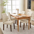 Set van 6 / 4 Parsons-eetkamerstoelen met knoopstiksels - gestoffeerde keukenstoelen van stof met houten poten en gevoerde zittingen - meubels voor woonkamer en keuken
