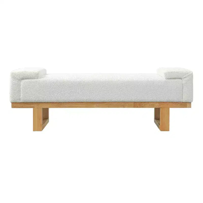 Christopher Knight Home Paulina moderne bank van rubberhout, bekleed met bouclé