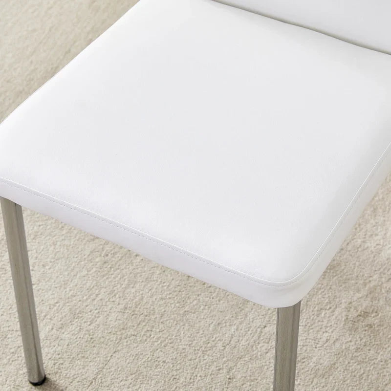 Ensemble de 6 chaises simples et élégantes, chaises de salle à manger en PU haute résilience avec pieds en métal argenté, chaises d'appoint sans accoudoirs pour la cuisine
