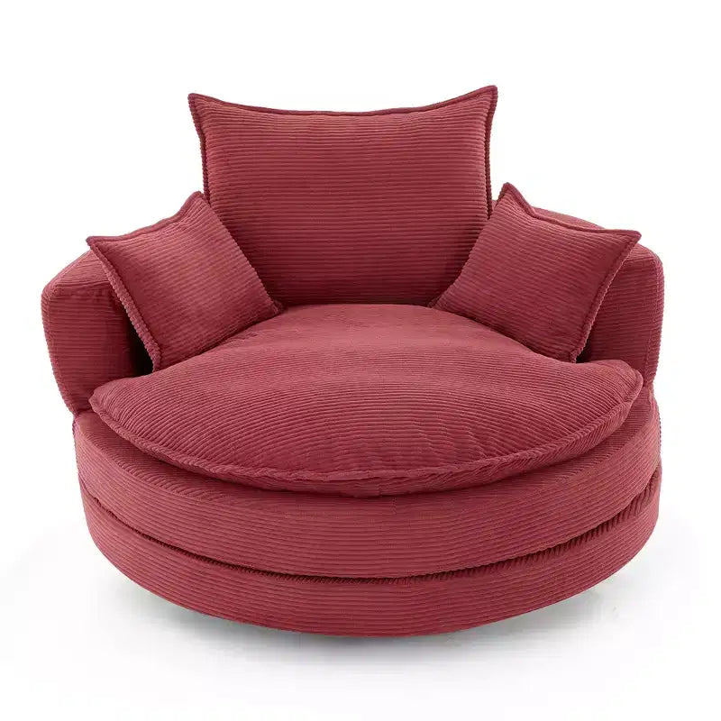 Fauteuil d’appoint pivotant à 360°, fauteuil tonneau rond pivotant avec coussin pour le salon