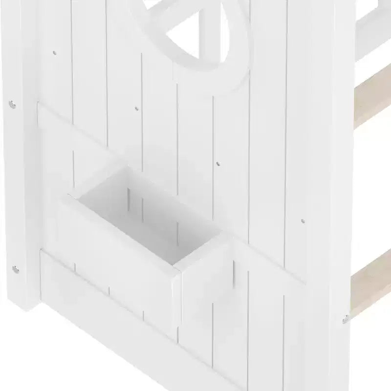 Bodenbett in Hausform für Kinder, Montessori-Spielhausbett mit Ablagefach und Dachdesign