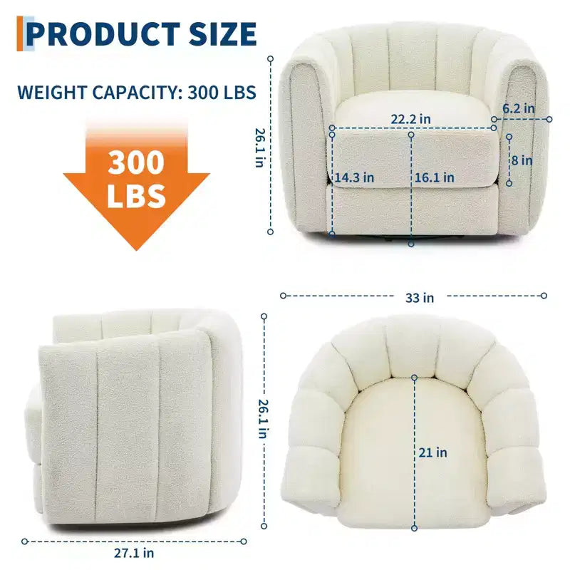 2er-Set drehbare Akzentstühle, um 360° drehbare Teddyfleece-Sessel mit stabiler Basis, Beige, für Wohnzimmer, Schlafzimmer und Büro