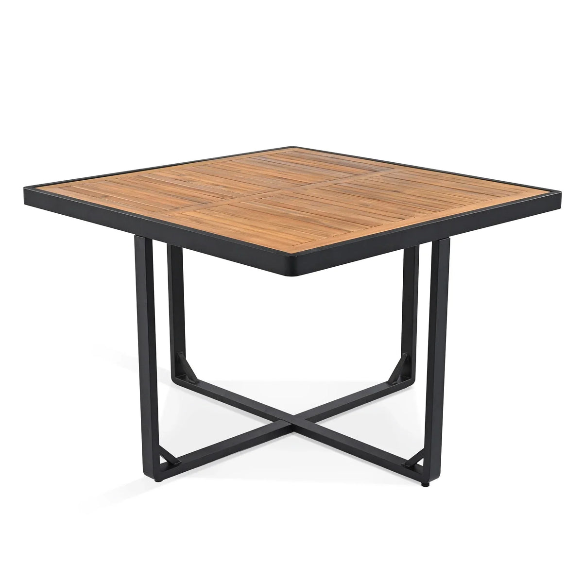 Eetset voor op het terras van acaciahout, 18-delig, met 8 stoelen met kussens, 8 ottomanen en 2 vierkante tafels