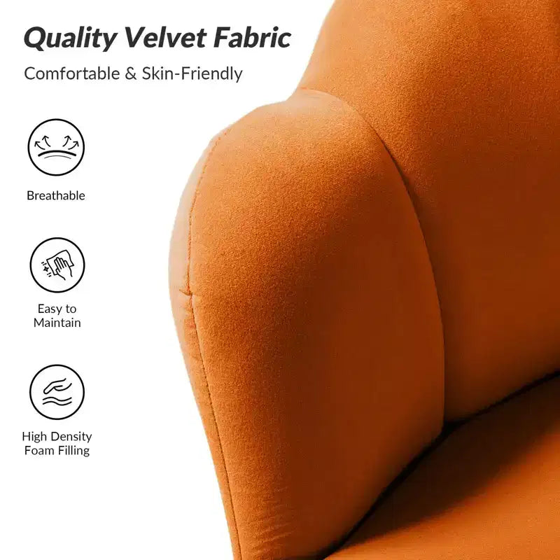 Fauteuil tonneau confortable avec pieds en métal doré, fauteuil d’appoint pour le salon