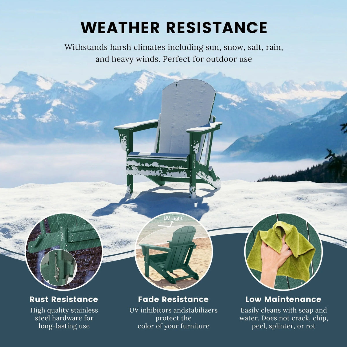 Polytrends Laguna Adirondack-Klappstuhl für die Terrasse, lichtecht und wetterbeständig