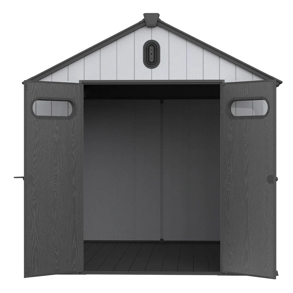 Allwetter-Garten-Geräteschuppen aus Kunststoffharz mit Boden, 6 ft x 4 ft/6 ft x 8 ft/8 ft x 6 ft/8 ft x 10 ft, Geräteschuppen Spire
