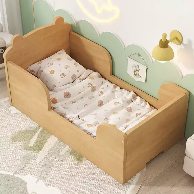 Okak-Bärenbett für Kinder von 3-6 Jahren, Kinderbettgestell mit Sicherheitsgitter, niedliches Kinderbett in Tierform
