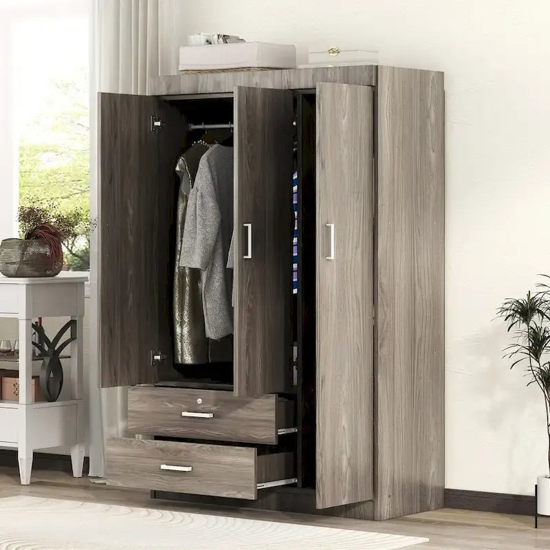 Armoire à 3 portes avec 2 tiroirs