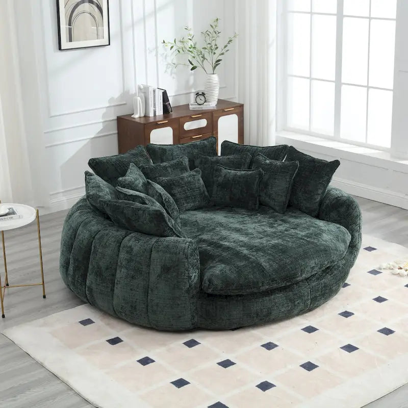 Comodo divano letto matrimoniale a forma di pagnotta, formato extra-large con braccioli