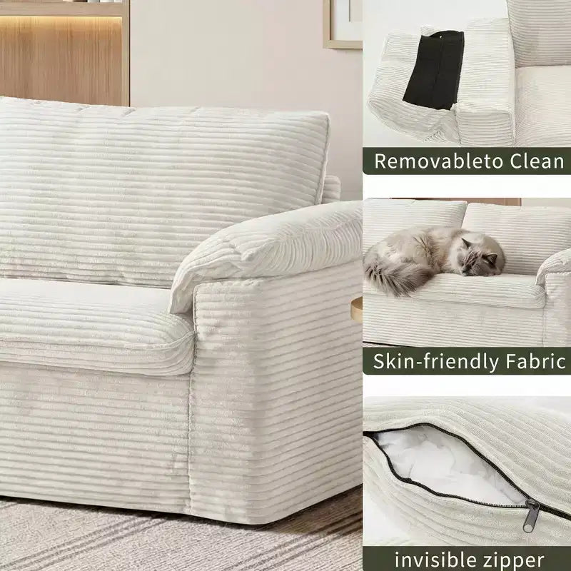 Divanetto a due posti Dyonery 86 Cloud, seduta profonda e cuscini con braccioli larghi, struttura robusta, design ergonomico traspirante