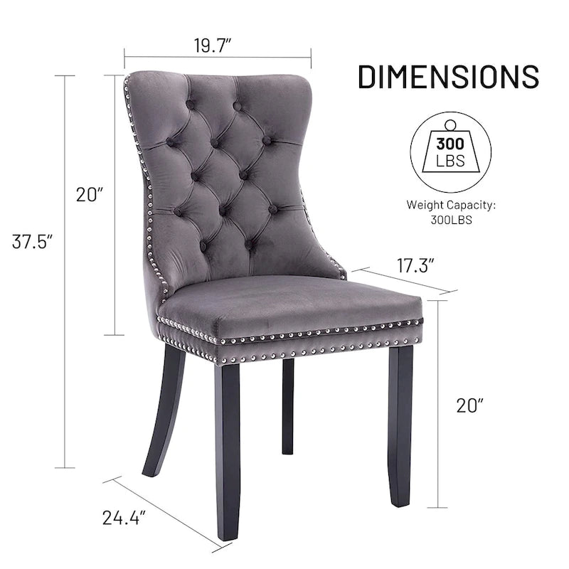 Lot de 6 chaises de salle à manger, chaises de cuisine en velours rembourré de luxe avec dossier et pieds en bois massif - N/A