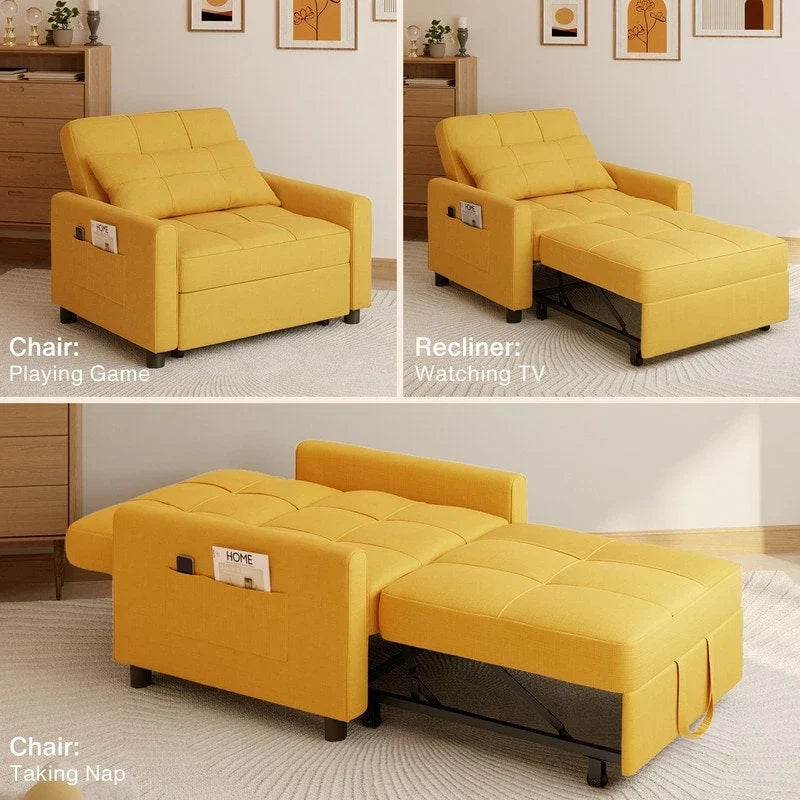 Divano letto trasformabile 3 in 1 con schienale regolabile, poltrona-divano estraibile, letto pieghevole convertibile per soggiorno