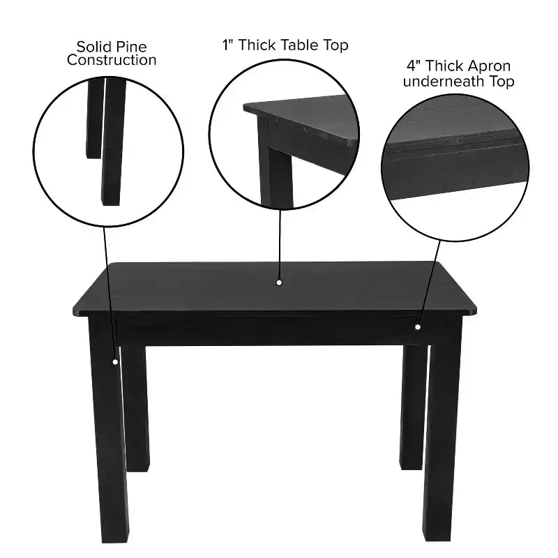 Tavolo da pranzo rettangolare in pino massello stile farmhouse Flash Furniture, 46 x 30