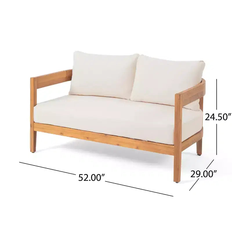 Set da conversazione da patio Christopher Knight Home Safira, 5 pezzi, in legno rustico di acacia con cuscini spessi