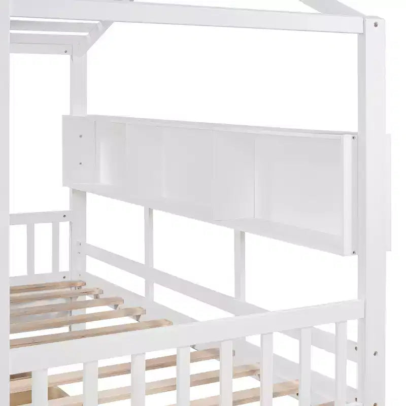 Lit cabane en bois format simple/double avec 2 tiroirs, lit pour enfant avec étagère de rangement - ModernLuxe