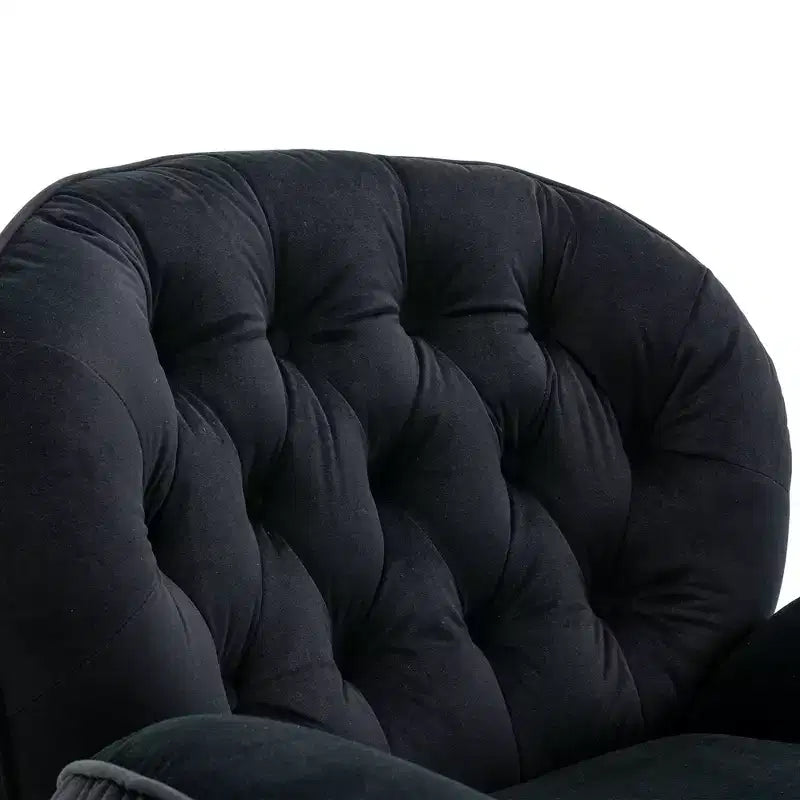 Okak Samt-Sessel mit Hocker, moderner Sessel ohne Armlehnen im Mid-Century-Stil, bequemer, weicher Sessel zum Fernsehen und Spielen