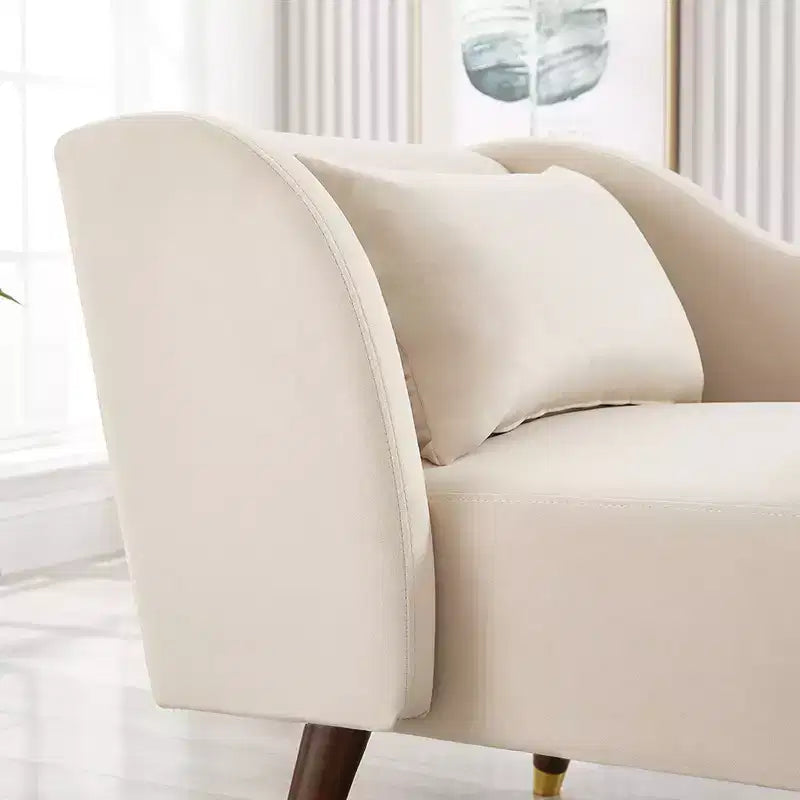 Moderne chaise longue van fluweel, gestoffeerde chaise longue met gebogen armleuning, slaapbank voor slaapkamer, kantoor of woonkamer
